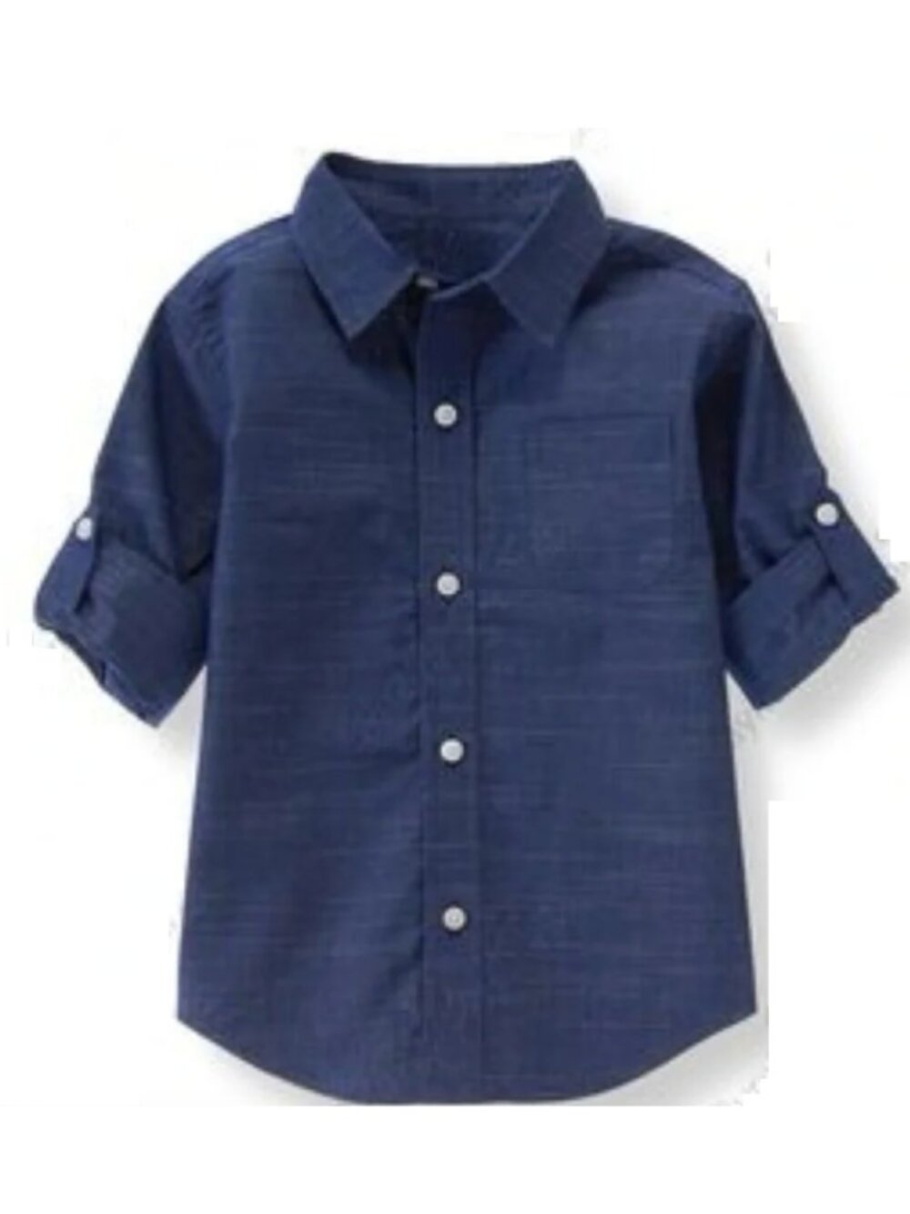 NWT Janie and Jack Navy Blue Roll Cuff Button Down Shirt Sz 3